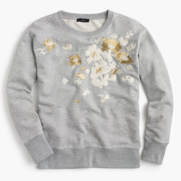 J. Crew Tops - J. CREW | Embroidered Floral Sweatshirt Small